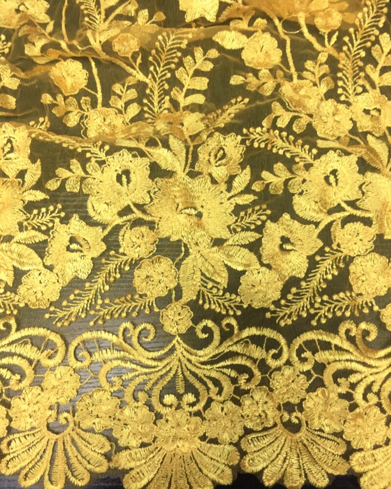 sari material of mesh embroider