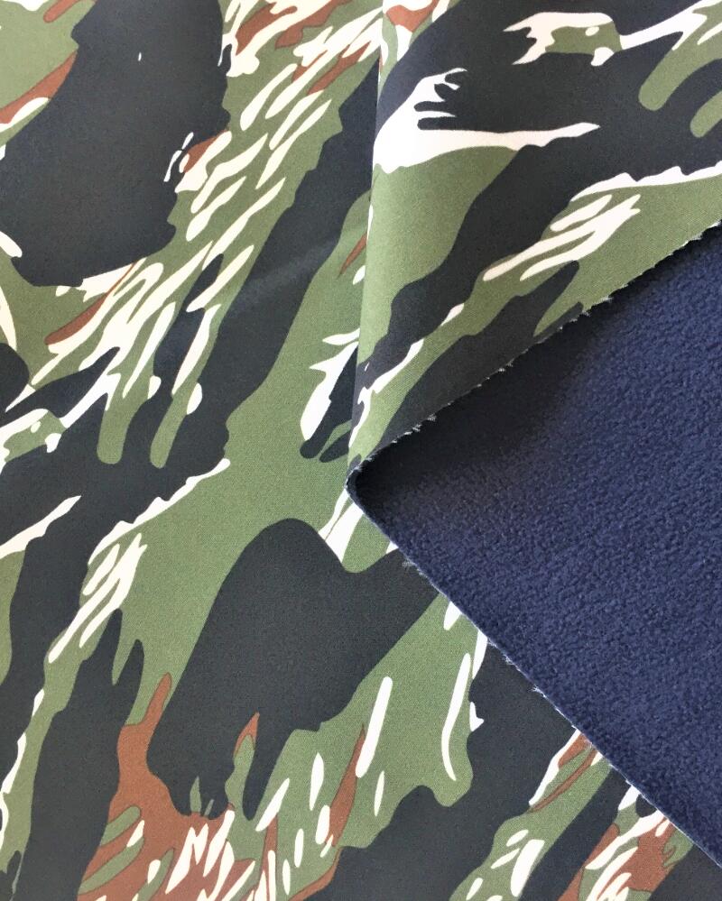 camouflage printed soft shell material 